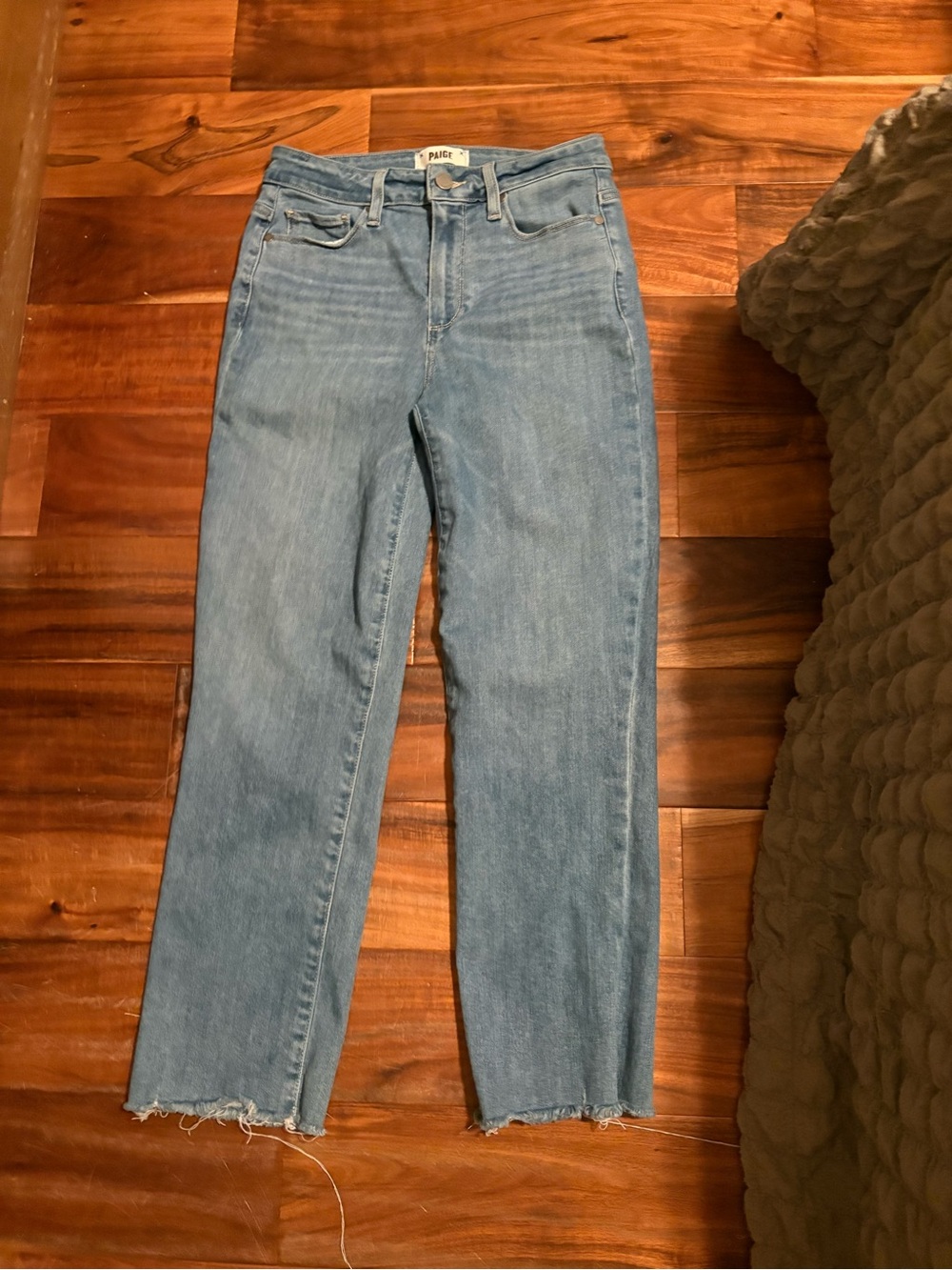 Paige Jacqueline Crop Jeans Size 27 Blue High Rise Raw Hem Premium Denim (1418)